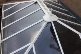 Our Conservatory roof cleaning service includes the exterior cleaning of all glass/plastic roof panels, eves and UPVC. Leaving your roof looking bright again.